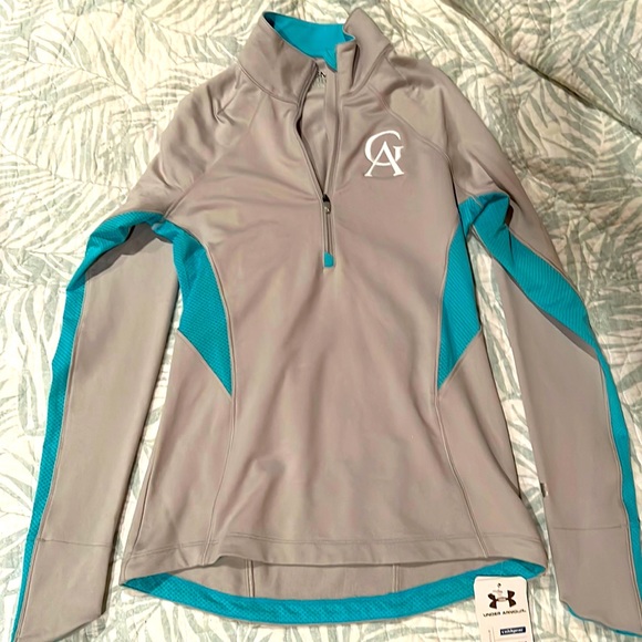 Greenwich Academy, GA embroidered under armor long sleeve compression half zip - Picture 1 of 6